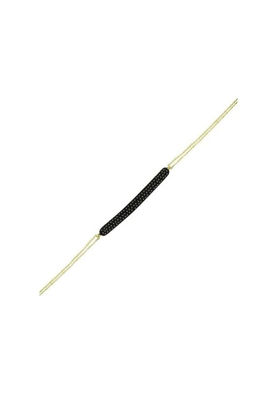 Bilezikhane Bileklik Sıra Taşlı Siyah 2,14 Gram 14 Ayar Altın Sarı Altın