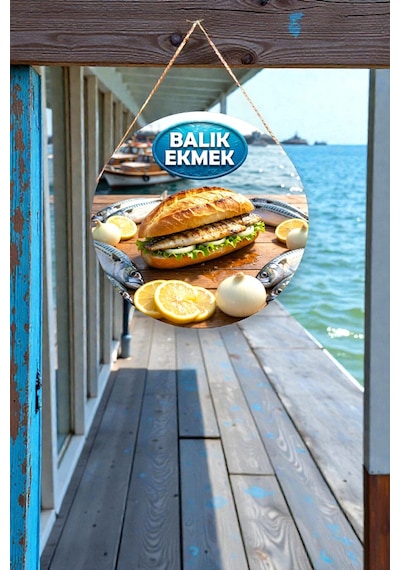 Balık Temalı İpli Ahşap Kapı Duvar Süsü, Balık Restoranı Dükkanı Tablo Dekoru