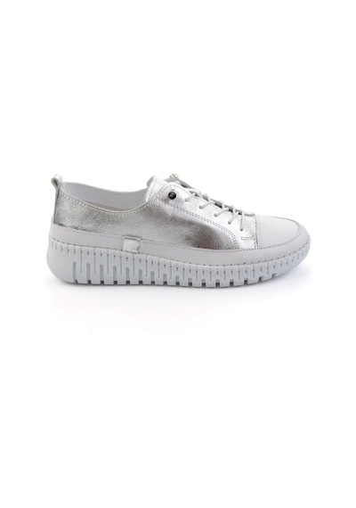 Lame Hakiki Deri Kadın Sneaker K01045250303 Gümüş