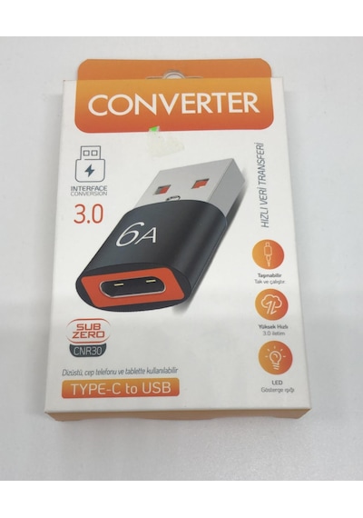 Lebron Cnr30 Type-c Dişiden Usb 3.0 Erkeğe Dönüştürücü Adaptör - 6a Hızlı Veri Transferi