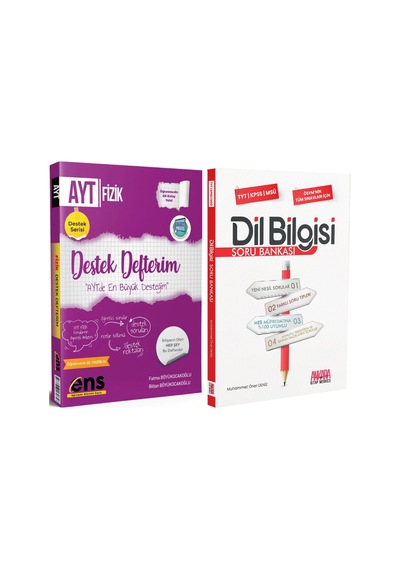 Ens Yayıncılık Ayt Fizik Destek Defterim Ve Akm Dil Bilgisi Soru Bankası Seti 2 Kitap