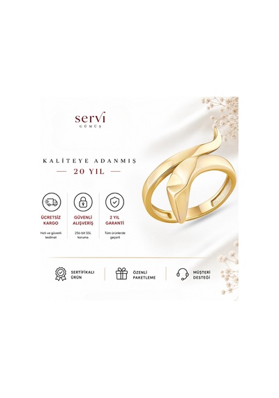 Servi 925 Ayar Linea Yüzük-251 Altın - Gümüş