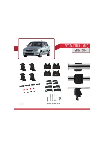 Skoda Fabia Iı 5j 2007-2014 Arası İle Uyumlu Ace-4 Ara Atkı Tavan Barı Gri