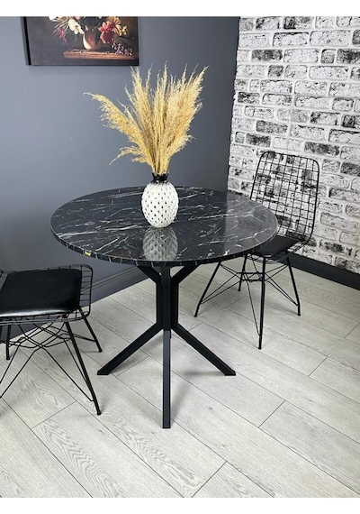 Saray Siyahmermer Yuvarlak Mutfak Masası Yemek Masa Balkon Masa Metal Siyah Ayak 80 Cm Saray Siyahmermer Yuvarlak Mutfak Masası Yemek Masa Balkon Masa Metal Siyah Ayak 80 Cm