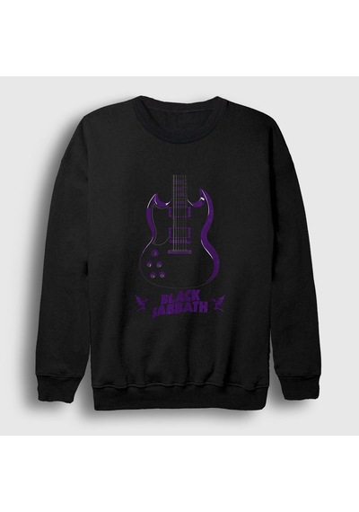 Presmono Unisex Guitar Black Sabbath Sweatshirt Siyah