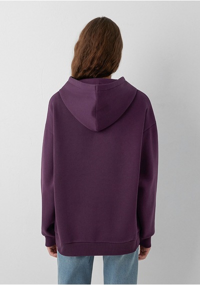 Mavi M1600361 Logo Baskılı Kapüşonlu Kadın Sweatshirt Mor