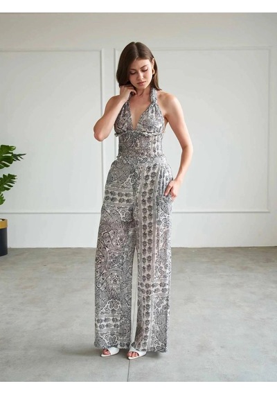 Elora Atelier Bohem Desen Crop Pantolan Takım Çok Renkli