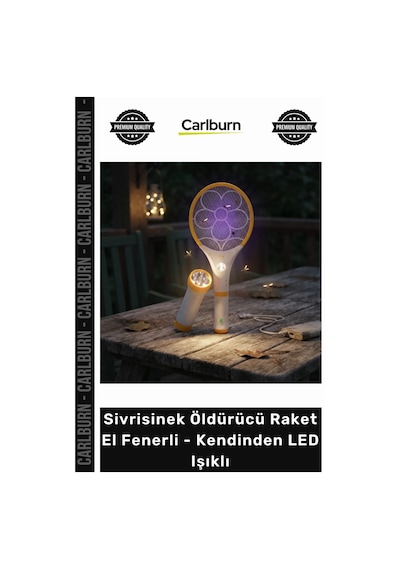 Özel Üretim Şarjlı Güçlü Kaliteli Sivrisinek Öldürücü Raket El Fenerli Kendinden Led Işıklı
