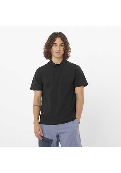 Salomon Trackline Polo M Erkek T-shirt-29845 Siyah