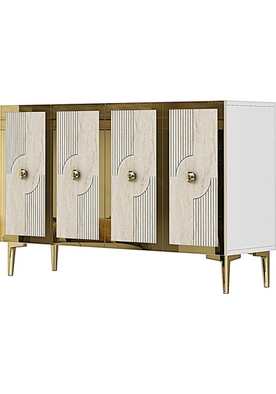 Ka1216btg Pega Konsol Ve Tv Sehpası Beyaz-traverten-gold 120cm
