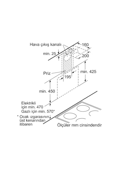 Bosch DWK65AJ80R 60 CM Duvar Tipi Davlumbaz
