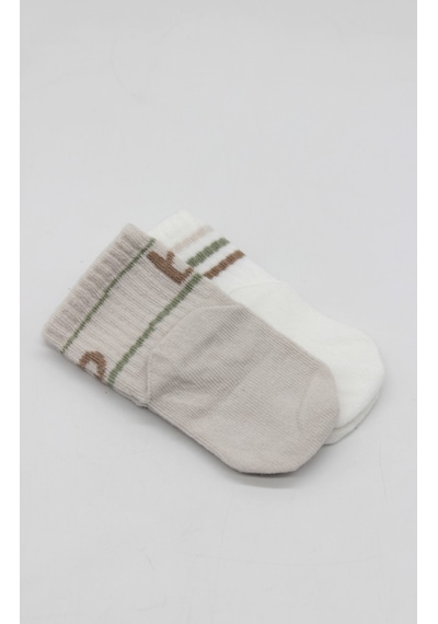 Erturkstore Penye Kaymaz Soket Çorap 2li 10144 Taş Ekru Çok Renkli