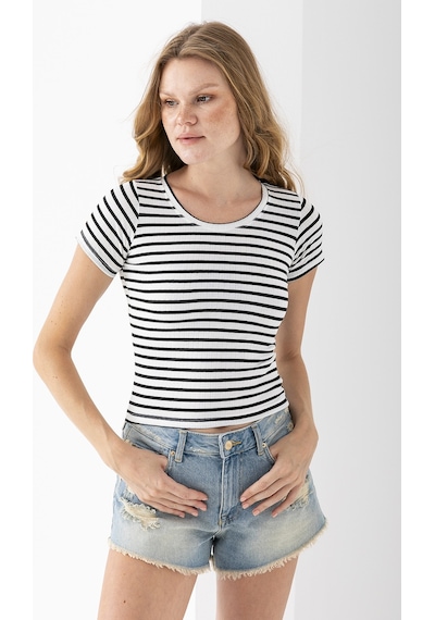 Giysa Kadın Bisiklet Yaka Çizgili Basic Body Siyah - 25509 Siyah