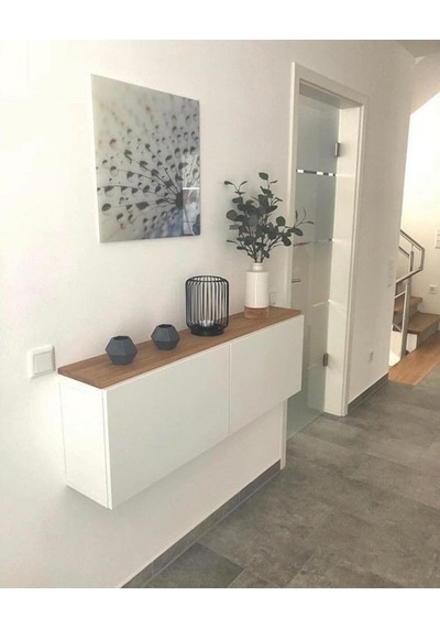 Ahşap Detaylı Beyaz Modern Dresuar, Konsol Beyaz