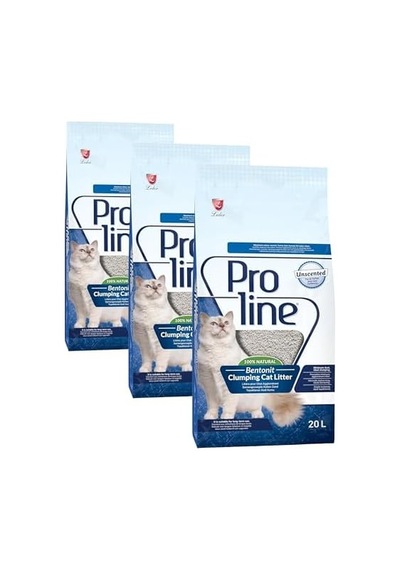 Proline Kokusuz Bentonit Kedi Kumu 20 L 3 Paketi