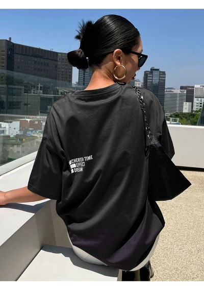 Unisex Effect Baskılı Oversize T-shirt 001