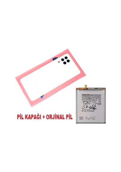 Tkgz Samsung Galaxy Uyumlu A22 4g Arka Pil Batarya Kapağı + Pil Kamera Lensli Beyaz
