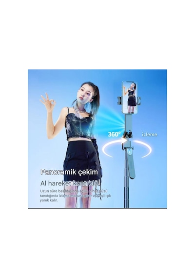 Q185 Akıllı Yüz Takip Özellikli Kameralı Kumandalı Canlı Yayın Selfi Çubuğu Gimbal Tripod 1.8m Otomatik Dönme Tripod Aı İzleme Çekim Q185 Akıllı Yüz Takip Özellikli Kameralı Kumandalı Canlı Yayın Selfi Çubuğu Gimbal Tripod 1.8m Otomatik Dönme Tripod Aı İzleme Çekim