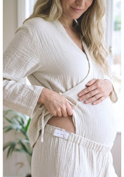 Combattente Exclusive Products Combattente Pamuk Müslin Hamile Lohusa Karın Üstü Pijama Takımı ekru