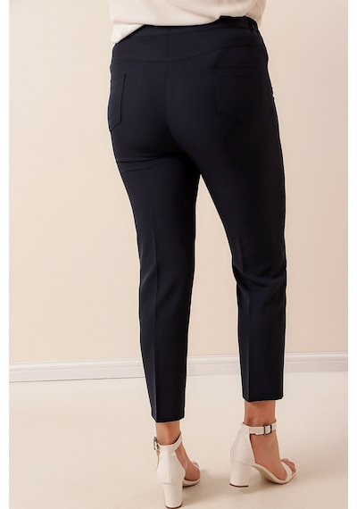By Saygı Beli Lastikli En Boy Likralı Büyük Beden Pantolon Lacivert