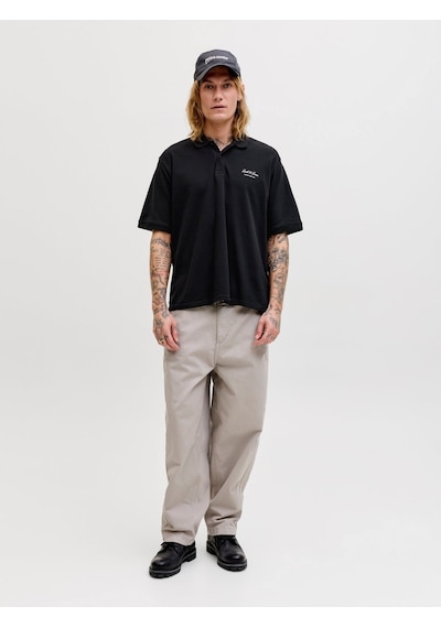 Jack & Jones Jjearchive Graphic Polo Ss Ln Erkek T-shirt-32843 Siyah
