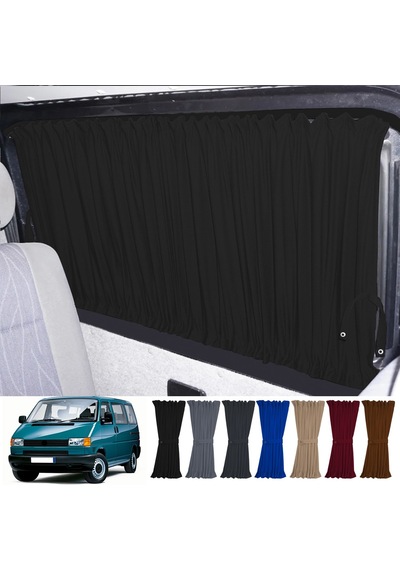 Pandami Volkswagen T4 - Transporter / Caravelle Kısa Şase 1990 2003 Uyumlu Siyah Raylı Oto Perde Takımı