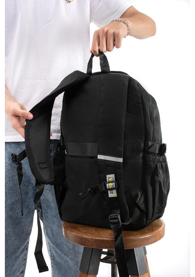 Ventis Unisex Okul Çantası Ortaokul Lise Sırt Çantası 43 30 Cm Su Geçirmez Kumaş Çok Cepli Vnt5-d Siyah