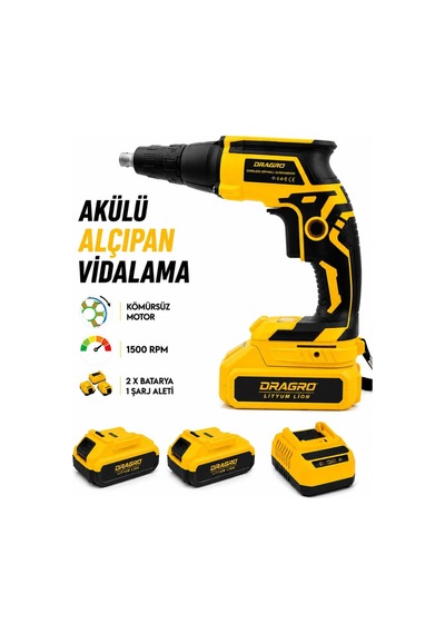Dragro Drg21v 3.0ah Profesyonel Çift S Akülü Şarjlı Alçıpan Vidalama