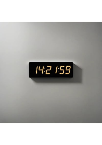 Saniyeli Dijital Led Duvar Ve Masa Saat Derece Ve Nem - Sarı Kasa Ölçüsü: 12x35 Cm