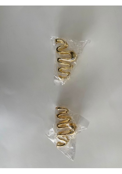 Zerafet Saç 2'li Gold Zigzag Metal Mandal Toka