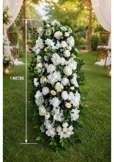 1 Metre Yapay Beyaz Gül Ve Ortanca Düğün Yol Çiçeği Nikah & Kır Düğünü Dekoru Gelin Yolu Süsü Çok Renkli