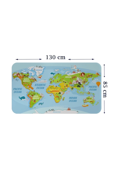 Eğitici Dünya Haritası Dünya Atlası Çocuk Ve Bebek Odası Duvar Sticker-85x130-3778 Çok Renkli