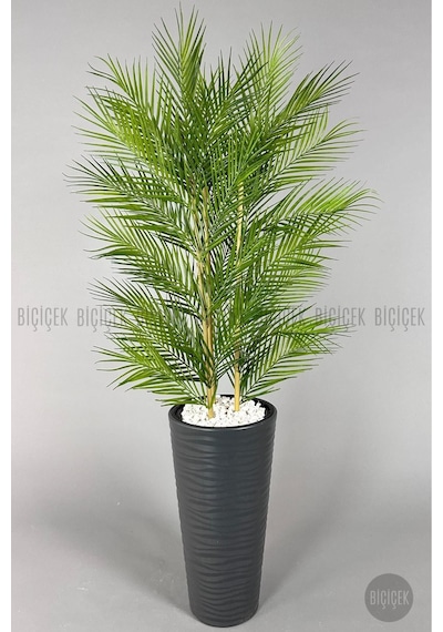 Biçiçek Yapay Areka Palmi̇yesi̇ 150 Cm 33 Yaprak Antresi̇t Kumsal Saksıda