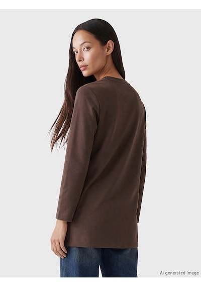 Lcwaıkıkı Classic Kahverengi Bisiklet Yaka Kadın Sweatshirt Tunik