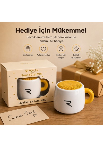 Kahve Kupa Tasarımlı Taşınabilir Hoparlör Mini Kablosuz Bluetooth Hoparlör Bluetooth 5.4 5w Güçlü Ses Soundcup Ry-sc01
