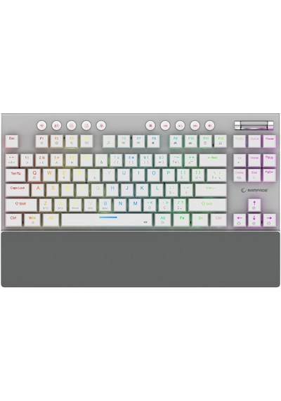 Rampage Beru Beyaz 2.4g + Bt Wireless Red Swıtch Mekanik Gaming Oyuncu Klavye Slim Low Profile Rgb Tkl