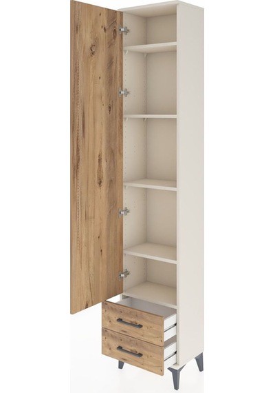 Arges Dolap 5 Raflı 2 Çekmeceli Tek Kapaklı 44x30x221 Aytaşı-çam Aytaşı