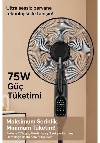 Exenar - Siyah - Uzaktan Kumandalı Buzlu Vantilatör Buharlı Soğutucu Nemlendirici Fan Zaman Ayarlı Oda Soğutucu 2.8l