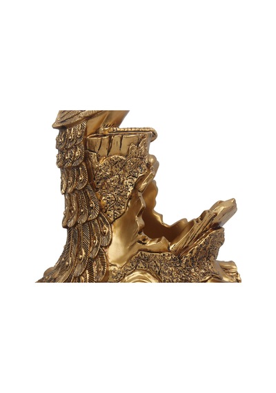 Lüks Tavus Kuşu Şaraplık Biblo Gold Reçine Dekoratif Heykel Feng Shui Ev Ofis Masa Üstü Hediye 34 Cm