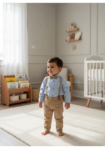 Togi Kids Wear Erkek Bebek Papyonlu Askılı Takım Gömlek Pantolon 1-4 Yaş Şık Kombin Açık Mavi Togi Kids Wear Erkek Bebek Papyonlu Askılı Takım Gömlek Pantolon 1-4 Yaş Şık Kombin Açık Mavi