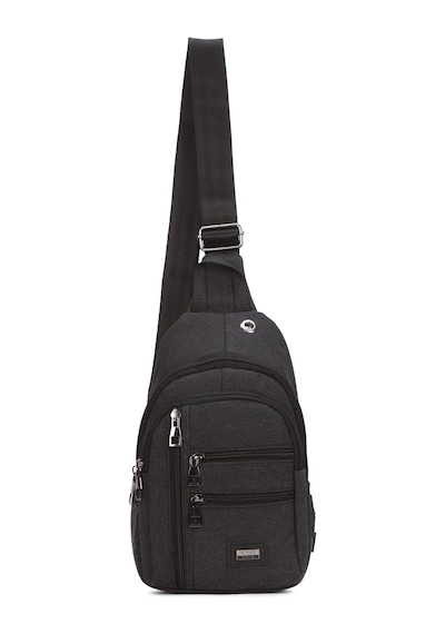 Torz Unisex Siyah Omuz Çantası Su Geçirmez Kanvas Kumaş Body Bag Çift Taraflı Çapraz Postacı Çanta Antrasit