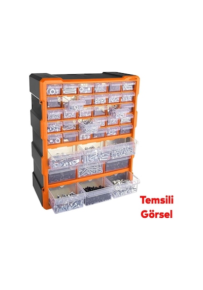 Çekmeceli 39'lu Takım Çantası Plastik Organizer Vida Dübel Civata Kutusu Bölmeli Avadanlık Monoblok