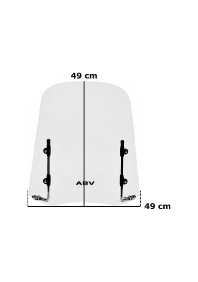 ABV Üniversal Şeffaf Siperlik 49 x 49 CM + Bağlantı Ekipmanı (Motosiklet Camı)