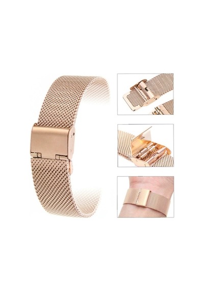 24Mm Saat Kordonu Rose Bakır Hasır Kolçak 1.Kalite Örgü Kordon