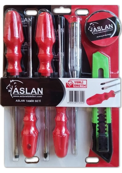 Aslan 7 Parça Tamir Seti 4'lü Tornavida Seti Kontrol Kalemi Mak