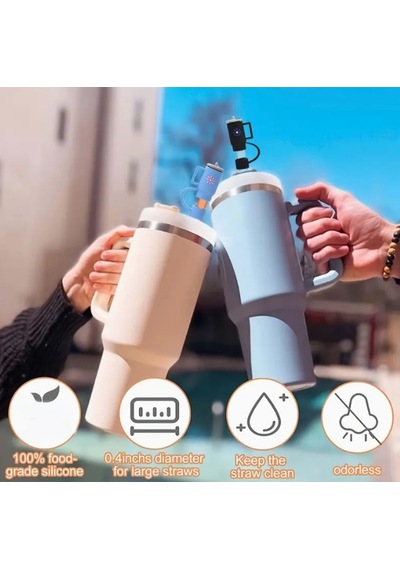 1 Adet Stanl. 40 Oz Tumb. Termos Için Parıltılı Pipet Ve Pipet Kapağı Tıpası, 30,5cm Boy/10mm Çap Mor