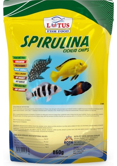 Lotus Spirulina Cichlid Chips 860 G Poşet Tropheus Yemi