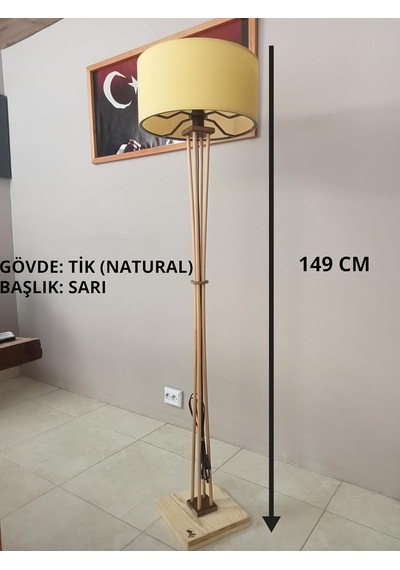 Ahşap Ayaklı Lambader- Köşe Lamba Naturel Sarı Başlık Diğer
