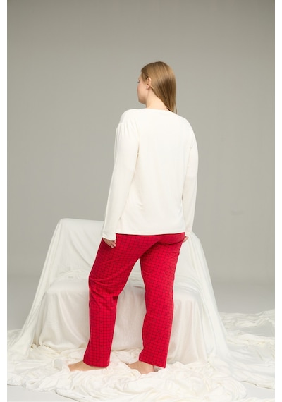 Siyah İnci Curve Büyük Beden Battal Boy Pamuklu Pijama Takım25240791 Ekru Siyah İnci Curve Büyük Beden Battal Boy Pamuklu Pijama Takım25240791 Ekru