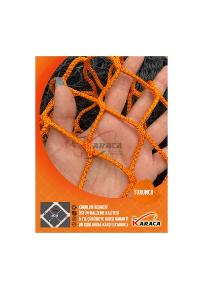 Turuncu Güvenlik File 2.5x8 M 4mm Kalın İp, 5x5cm Göz Aralığı